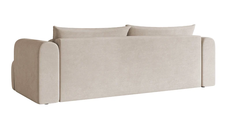 Dreisitziges Sofa Dandelino mit Schlafunktion, graubeiger Velours, wasserabweisend