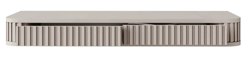 Hängender Schminktisch Ovarlo mit Rillen und zwei Schubladen, 113 cm, sandbeige