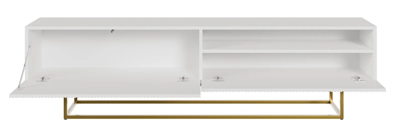 TV-Schrank Veldio mit gefräster Front und Nische, 175 cm, Grau-Beige mit goldenen Beinen