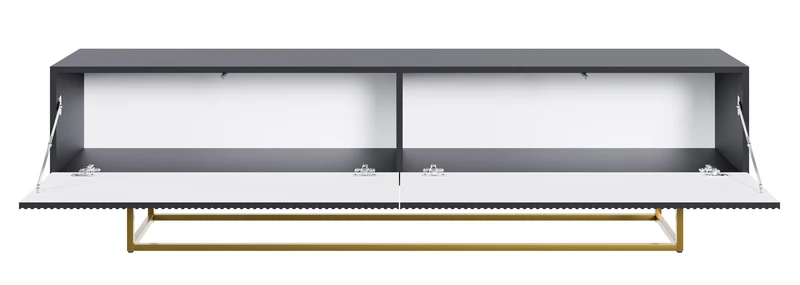 TV-Schrank Veldio mit gefräster Front, 175 cm, Schwarz mit goldenen Beinen