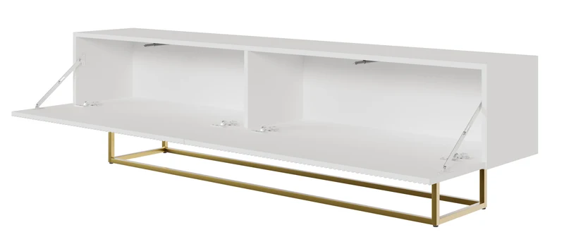 TV-Schrank Veldio mit gefräster Front 175 cm Grau-Beige mit goldenen Beinen
