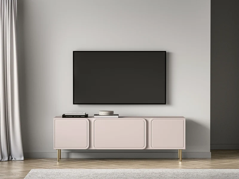 Zweiturige RTV-Kommode Loppa mit Klappe, 160 cm, Kaschmir
