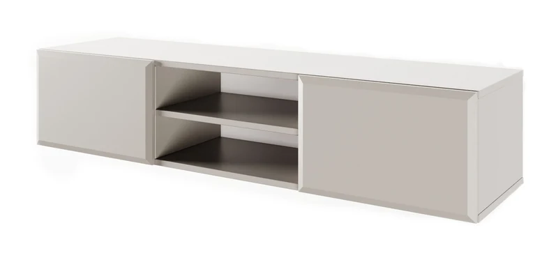 Hängender TV-Schrank Chocolated mit zwei Türen und Nische, 137 cm, sandbeige