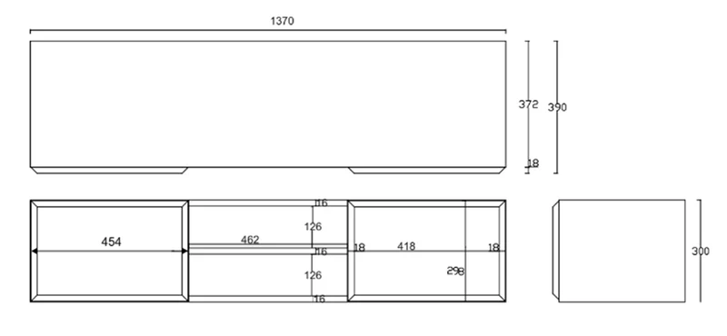 Hängender TV-Schrank Chocolated mit zwei Türen und Nische, 137 cm, sandbeige