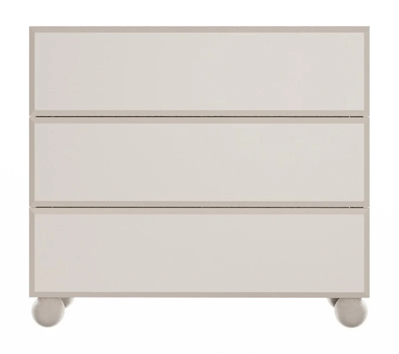 Kommode Chocolated mit drei Schubladen, 100 cm, auf Kugelbeinen, sandbeige
