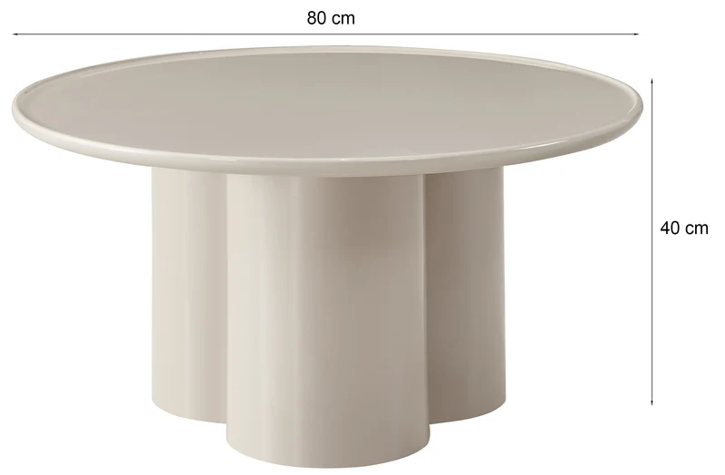 Runder Couchtisch Roulness 80 cm bordeaux Hochglanz