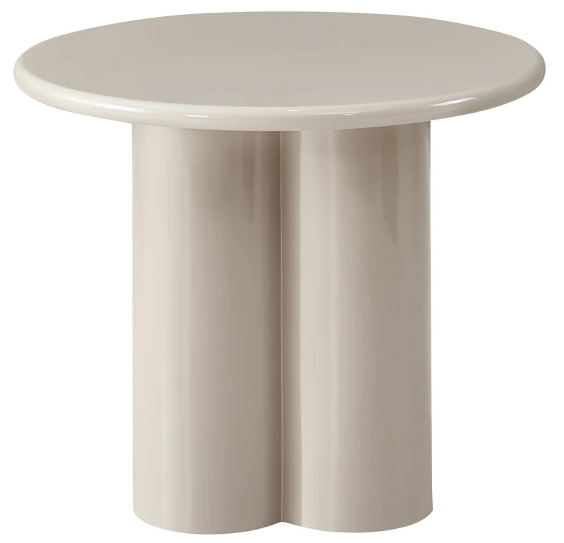 Runder Couchtisch Loccoli 60 cm, hellbeige, Hochglanz