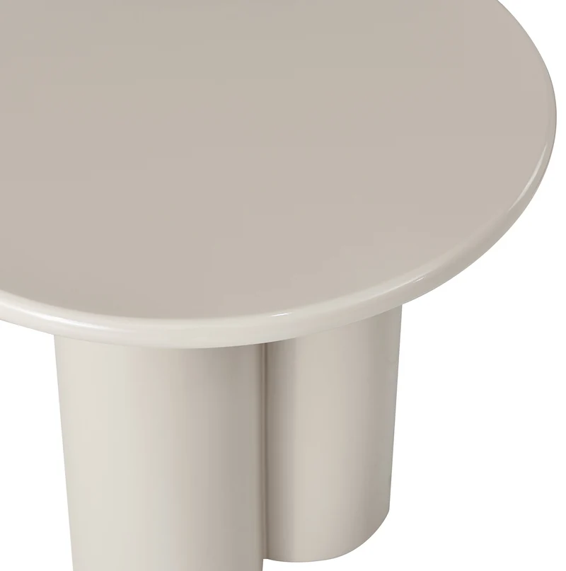 Runder Couchtisch Loccoli 60 cm, hellbeige, Hochglanz