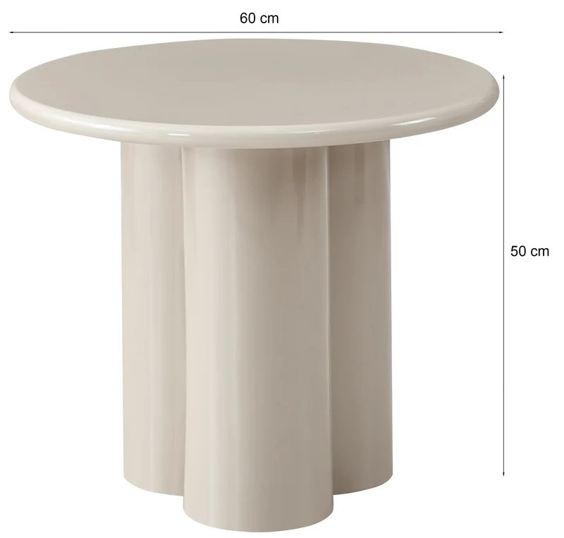 Runder Couchtisch Loccoli 60 cm, hellbeige, Hochglanz
