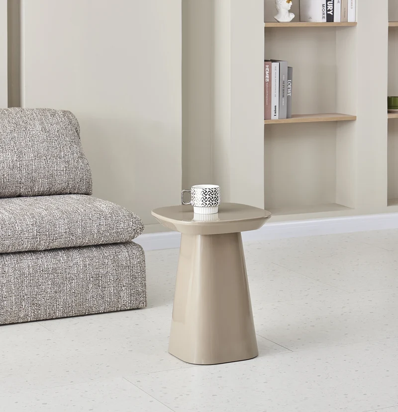 Beistelltisch Corriar 35x35 cm beige Hochglanz