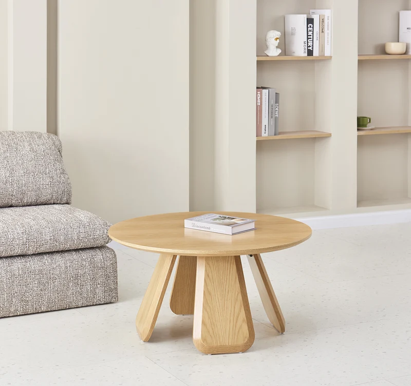 Runder Couchtisch Affitly 80 cm, natürliche Eiche Furnier