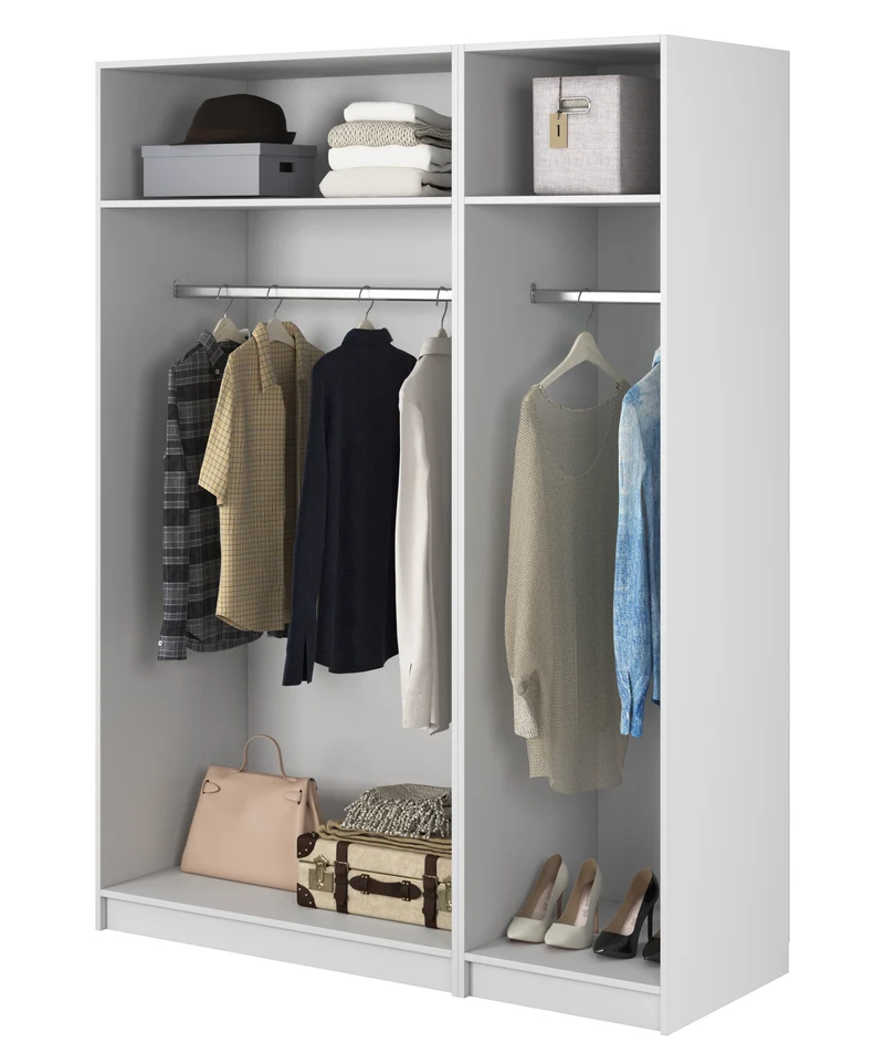 Kaspe Kleiderschrank mit zwei Stangen 150 cm Weiß