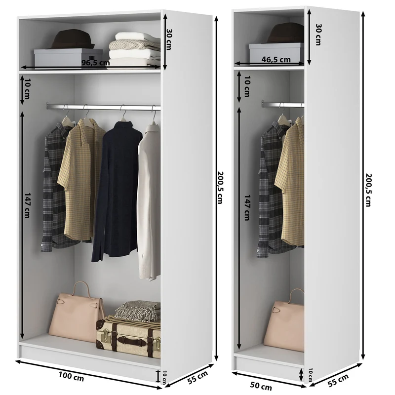 Kaspe Kleiderschrank mit zwei Stangen 150 cm Weiß