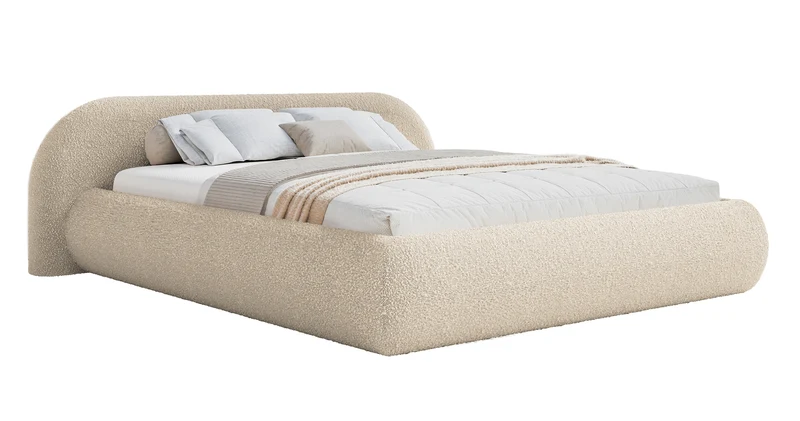 Polsterbett 180x200 cm Shels Low hellbeige Bouclé