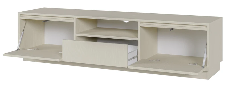 Zweiturige RTV-Kommode Evo mit Schublade, 154 cm, sandbeige auf Sockel
