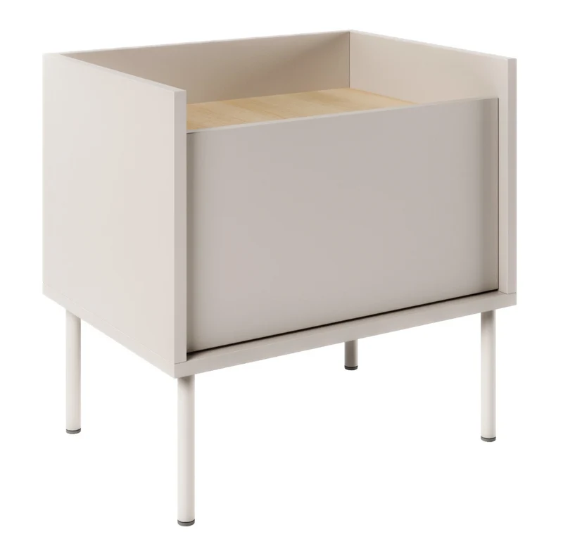 Nachttisch Tovi mit einer Tür, 50 cm, Kaschmir/Lindberg-Eiche