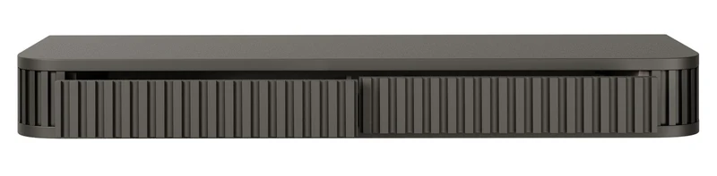 Hängender Schminktisch Ovarlo mit Rillen und zwei Schubladen, 113 cm, schwarz