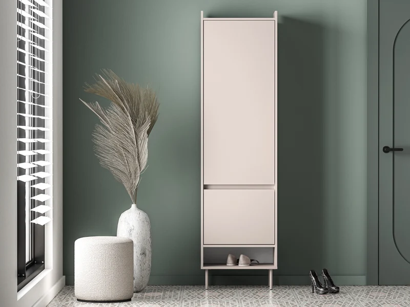 Zweiflügeliger Kleiderschrank Dioce 54 cm mit Kleiderstange und Regal Kaschmir