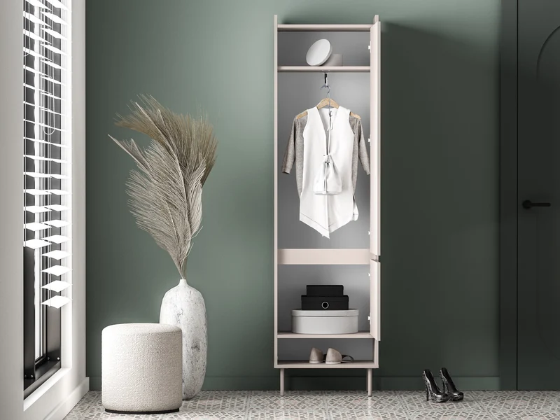 Zweiflügeliger Kleiderschrank Dioce 54 cm mit Kleiderstange und Regal Kaschmir