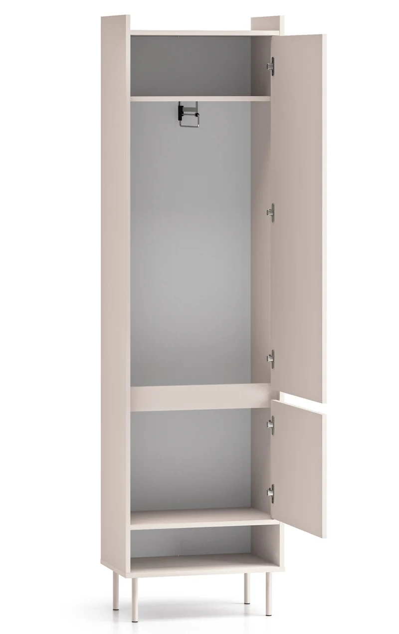 Zweiflügeliger Kleiderschrank Dioce 54 cm mit Kleiderstange und Regal Kaschmir