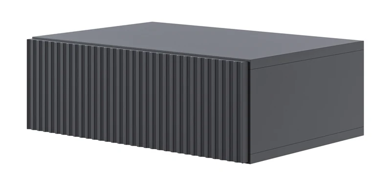 Nachttisch Veldio mit gefräster Front und Schublade 50 cm Schwarz hängend