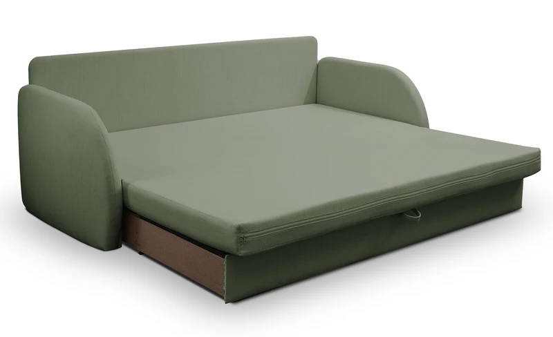 Dreisitziges ausklappbares Sofa Diego in Salbeigrün, Geflecht