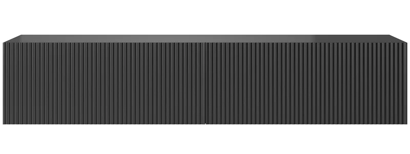 Schwarzer, hängender Veldio TV-Schrank mit gefräster Front, 140 cm