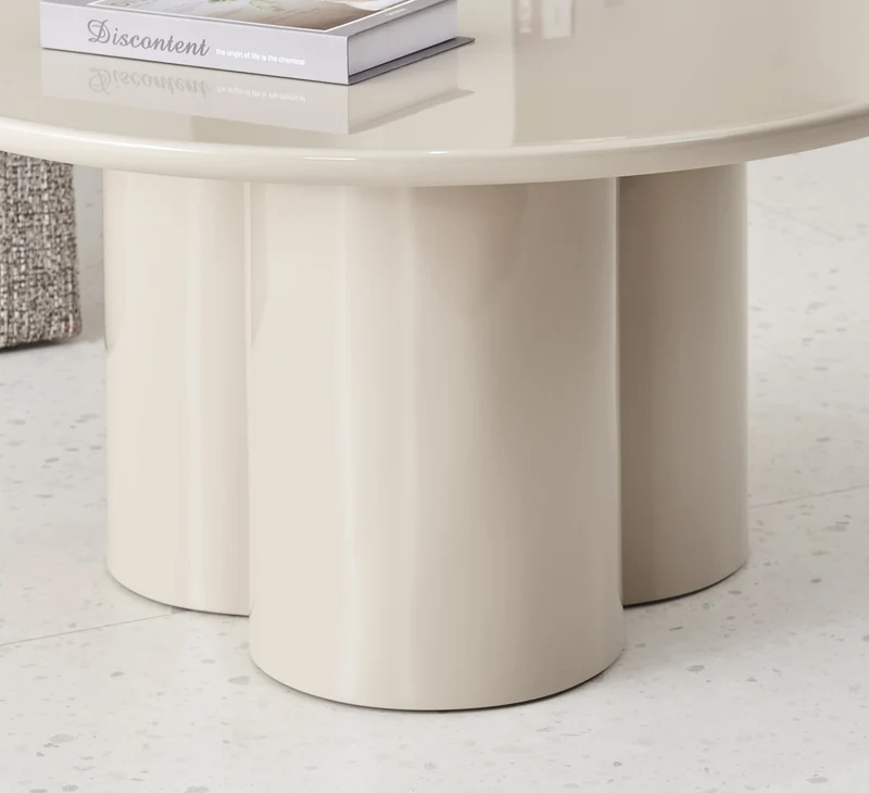 Runder Couchtisch Roulness 80 cm, hellbeige, hoher Glanz