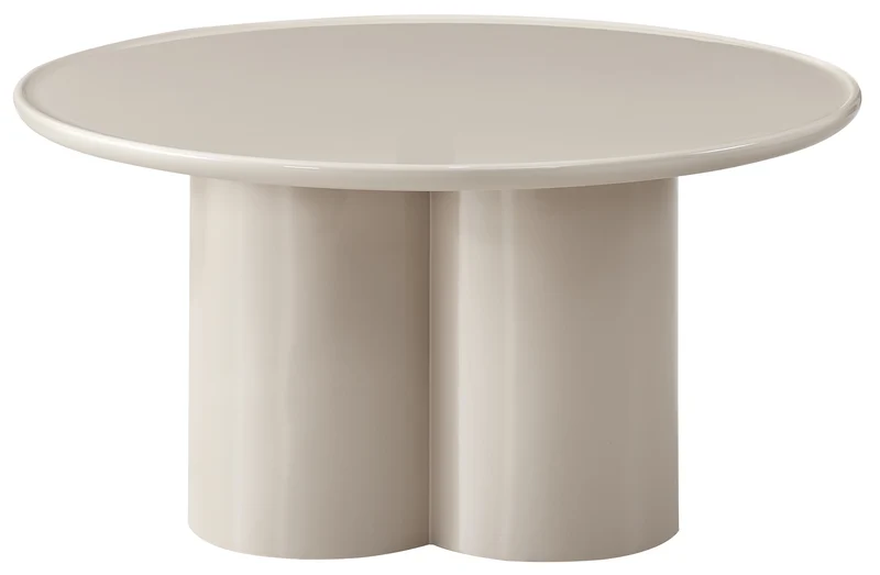 Runder Couchtisch Roulness 80 cm, hellbeige, hoher Glanz