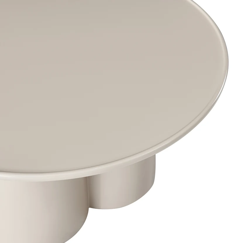 Runder Couchtisch Roulness 80 cm, hellbeige, hoher Glanz