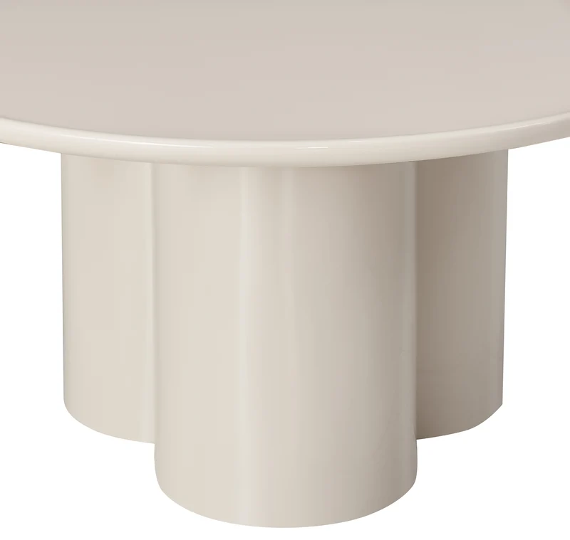 Runder Couchtisch Roulness 80 cm, hellbeige, hoher Glanz