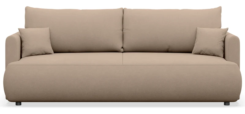 Dreisitziges ausklappbares Sofa Ovo Mini mit Stauraum, beige Chenille, leicht zu reinigen