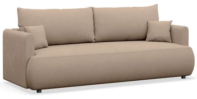 Dreisitziges ausklappbares Sofa Ovo Mini mit Stauraum, beige Chenille, leicht zu reinigen