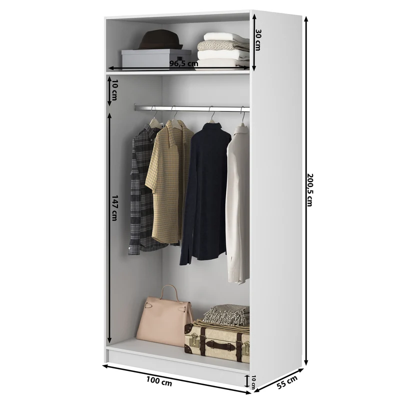 Kaspe Garderobe mit 100 cm Stange Weiß