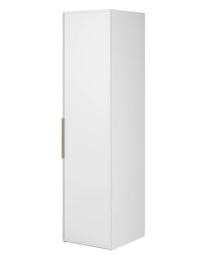Einzeltüriger Frame-Schrank mit 50 cm Kleiderstange, Weiß