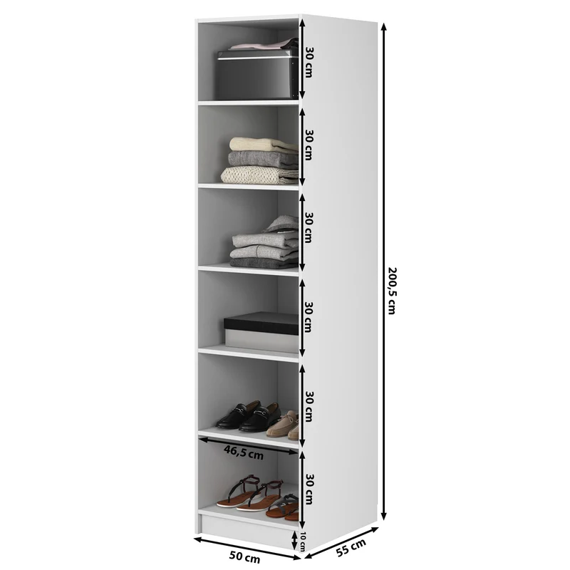 Einzeltüriger Schrank Frame mit 50 cm Regalen Schwarz