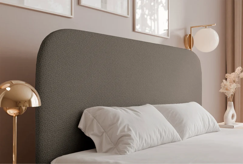 Polsterbett 180x200 cm Sonvivo mit Bettkasten, hellbrauner Chenille-Stoff, Metallrahmen