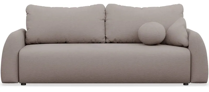 Dreisitziges Schlafsofa Nubelle mit Stauraum, dunkelbeige, hydrophobes Chenillegewebe