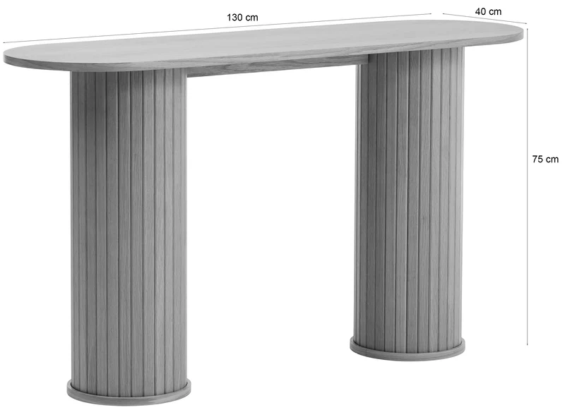 Gativel-Konsole 130 cm, Lamellen, gebrannter Eichenholzton
