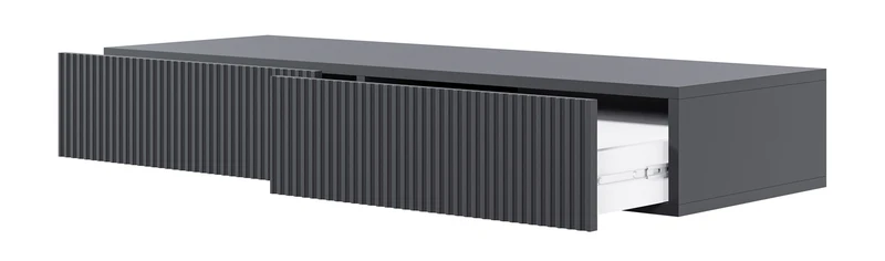 Schminktisch Veldio mit gefräster Front und zwei Schubladen, 110 cm, schwarz, hängend