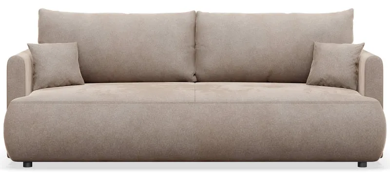 Drei-Sitzer-Schlafsofa Ovo Mini mit Stauraum, beige, Velours, pflegeleicht