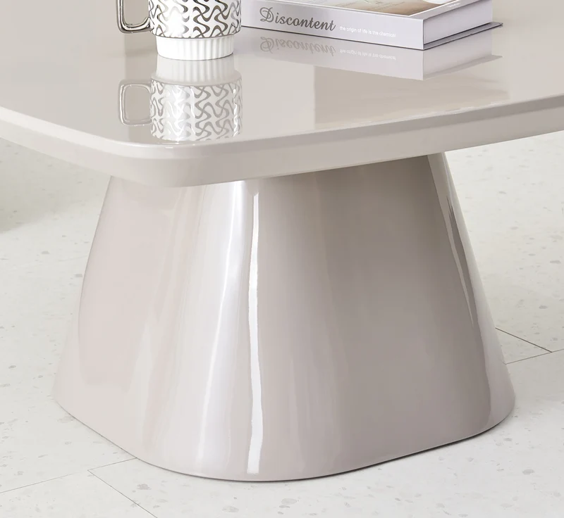 Adievent Couchtisch 80x80 cm hellgrau Hochglanz