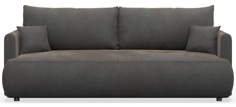 Dreisitziges ausklappbares Sofa Ovo Mini mit Stauraum, dunkelgrauer, pflegeleichter Samtvelours
