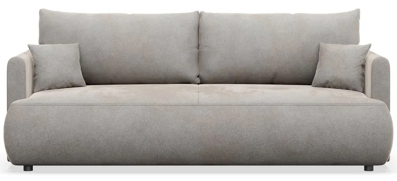 Dreisitziges ausklappbares Sofa Ovo Mini mit Stauraum, grauer Velours, leicht zu reinigen