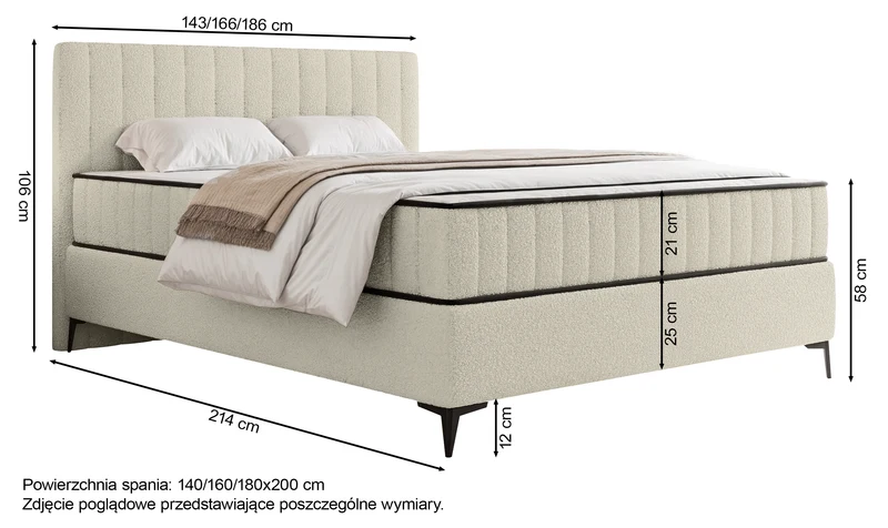 Kontinentales Bett 140x200 cm Mufasso mit Stauraum, grauer Velours, wasserabweisend
