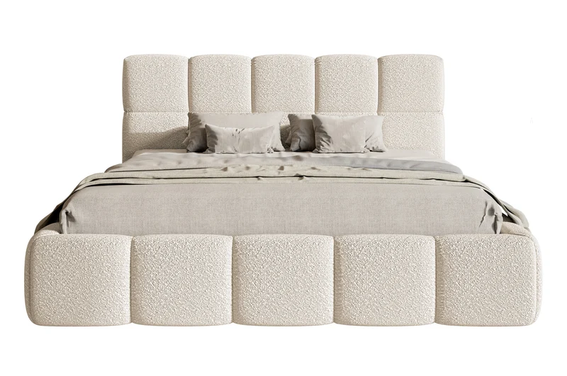 Gepolstertes Bett 140x200 cm Cloudy hellbeige Bouclé