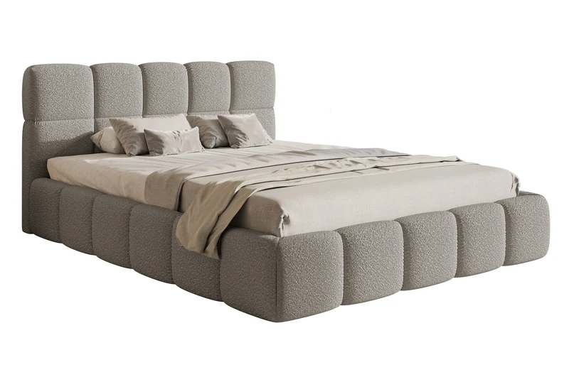 Gepolstertes Bett 140x200 cm Cloudy grau Bouclé
