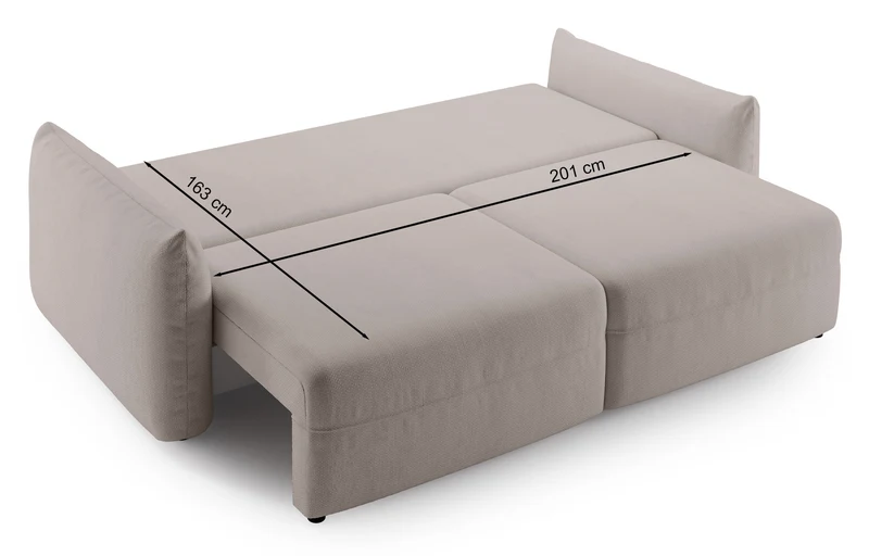 Dreisitziges ausklappbares Sofa Theolla mit Stauraum, grau-beige Chenille