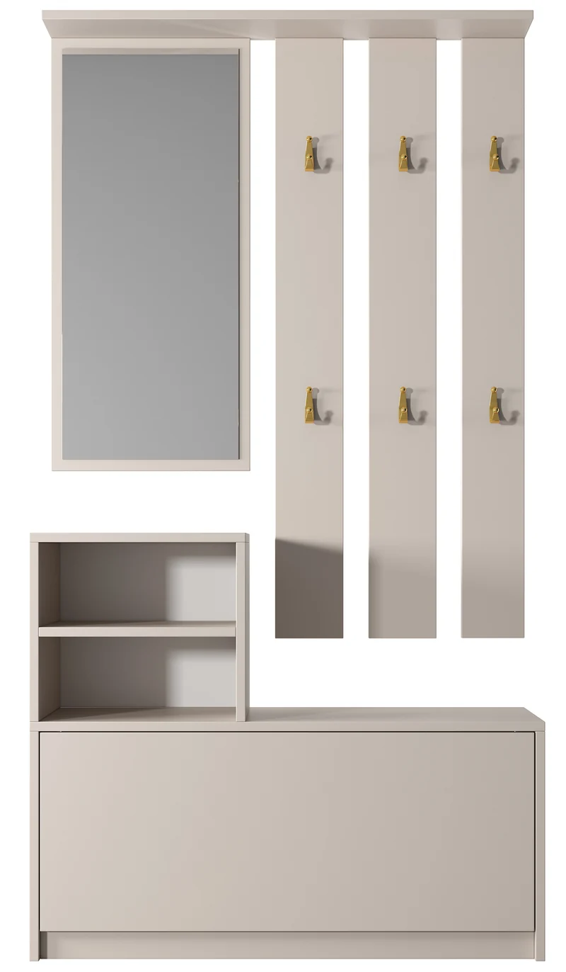 Yesfir Flur-Set mit Schuhschrank und Haken, 85 cm, Kaschmirfarben