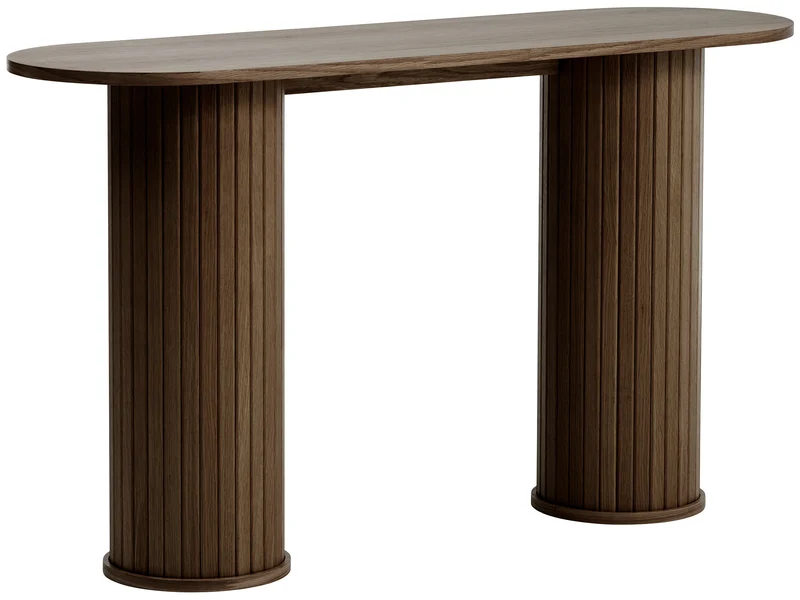 Gativel-Konsole 130 cm, Lamellen, gebrannter Eichenholzton
